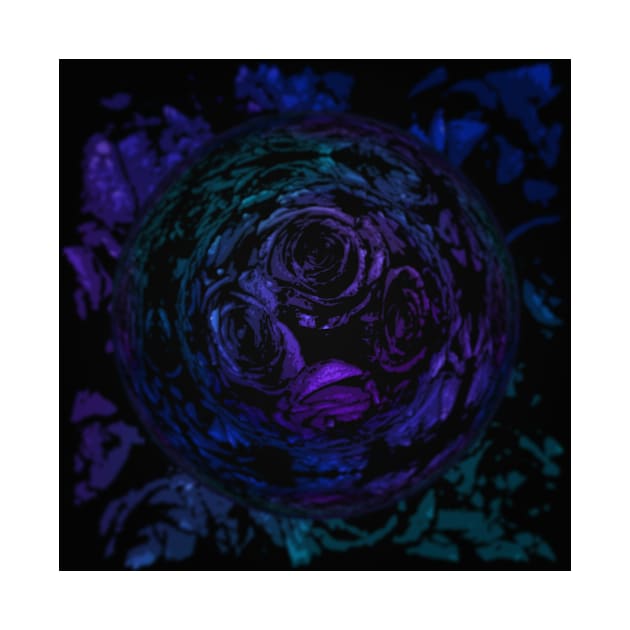 Purple Rose Galaxy Floral Artwork by Moon Art