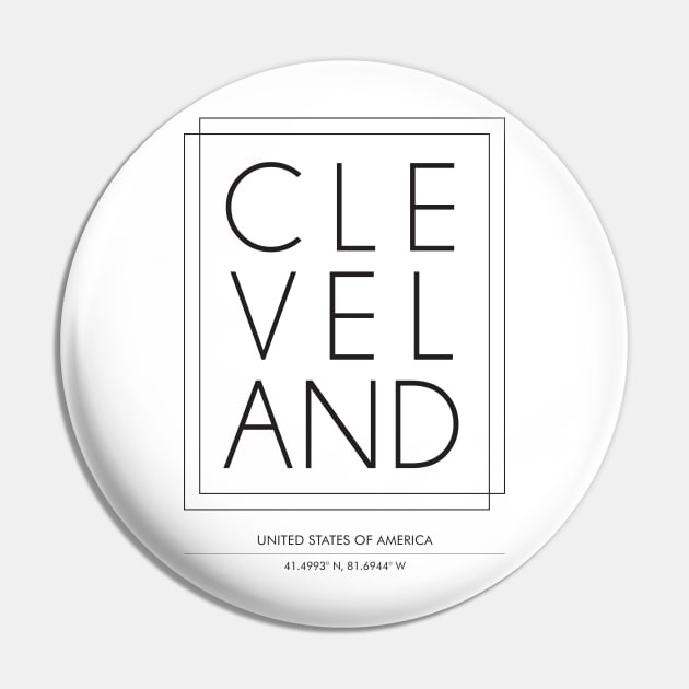 Cleveland City minimal Typography Pin by StudioGrafiikka