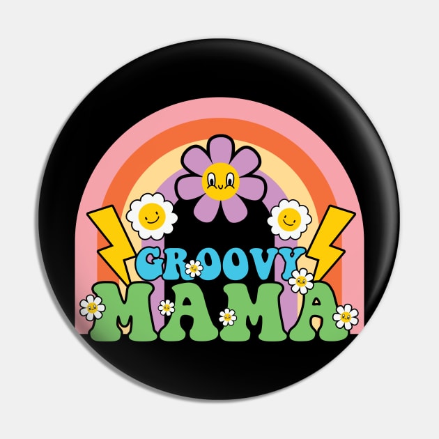 Groovy Mama Rainbow Retro Mama Pin by Crafty Pirate 