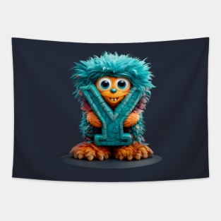 Cute Monster for Kids Alphabet Letter Y Funny Back to School Tapestry