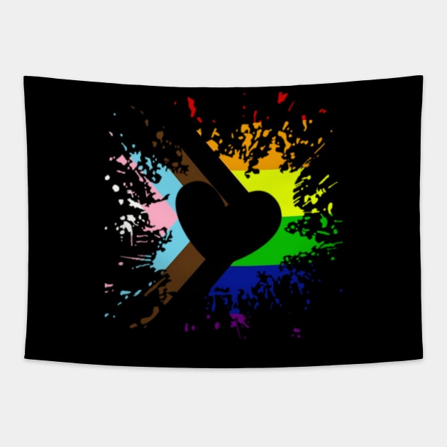 Pride Progress Flag Rainbow Flag Heart For Inclusivity Tapestry by PowderShot