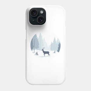 Snowy Lone Deer Christmas Winter Snow Forest Landscape Phone Case