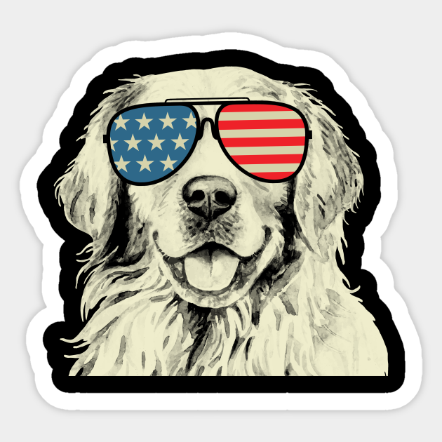 Golden Retriever American Flag Sunglasses 4th Of July Golden Retriever Sunglasses July 4th Sticker Teepublic