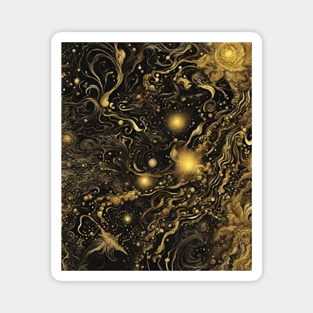 Gilded Colorful Asymmetrical Pattern Abstraction. Magnet by EdwinPlenzler