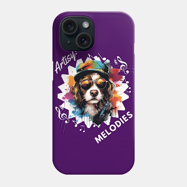 Artistic Dog with Beret: "Artsy Melodies" Phone Case by LionCreativeFashionHubMx