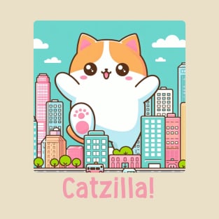 Gigantic Kawaii Catzilla Rampaging City T-Shirt T-Shirt