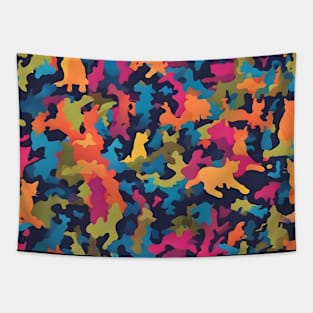 Rainbow Cat Camo - Colorful Army Camo Pattern Tapestry