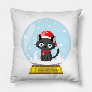 Merry Catmas Snow Glassball Pillow