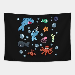 some cute sea creatures pattern Tapestry