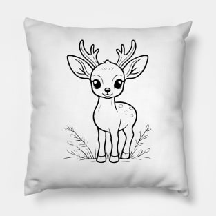 Cute Baby Deer Animal Outline Pillow