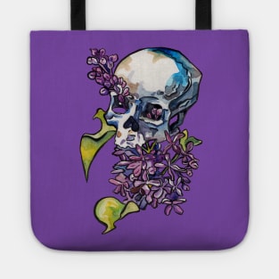 Lilac Skull Flowers and Bones Tote