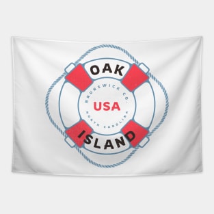 Oak Island, NC Summertime Vacation Life Preserver Tapestry