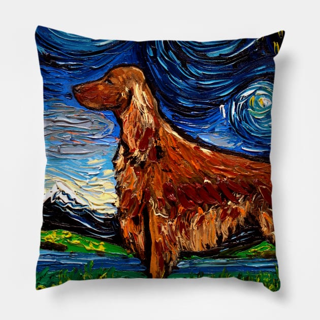 Irish Setter Starry Night Pillow by sagittariusgallery