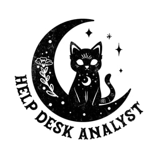Help Desk Analyst - Magical Cat On Moon Design T-Shirt