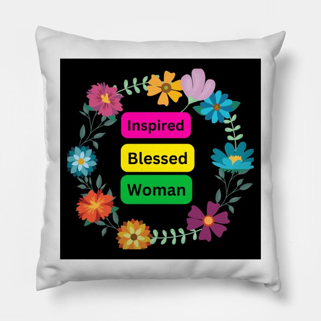 Inspired Blessed Woman: Inspirational Tees & Gifts for Women Pillow by S.O.N. - Special Optimistic Notes 