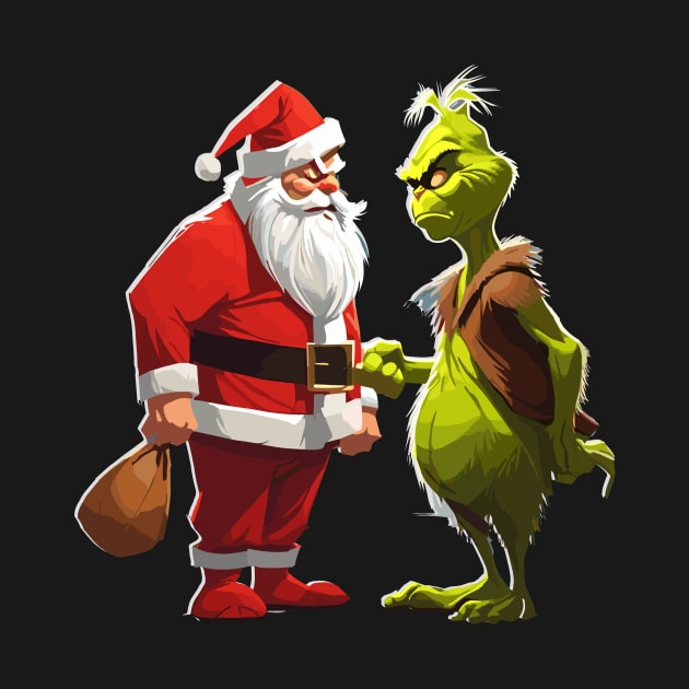 Santa vs Grinch by clownescape