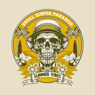 Skull Surfer Paradise, Summer Vibes T-Shirt