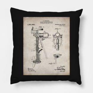 Outboard Motor Patent - Sailing Sailor Lakehouse Art - Antique Pillow