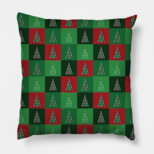 Checkered Christmas Trees Pattern Pillow