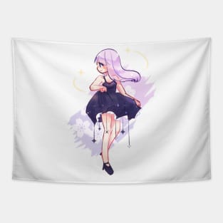 Starry aesthetic kawaii anime girl Tapestry