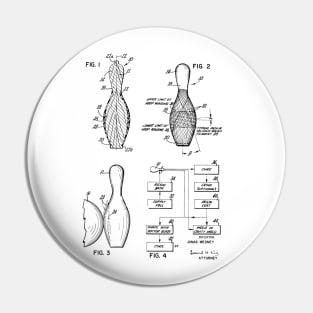 Bowling Pin Vintage Patent Hand Drawing Pin