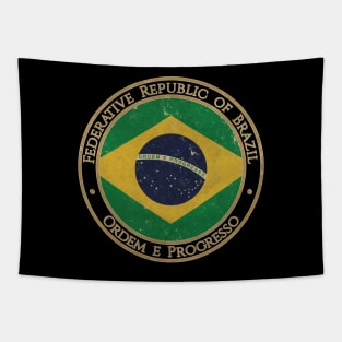 Vintage Federative Republic of Brazil USA South America United States Flag Tapestry