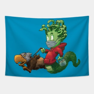 Halloween Medusa trick or treat face mask Tapestry