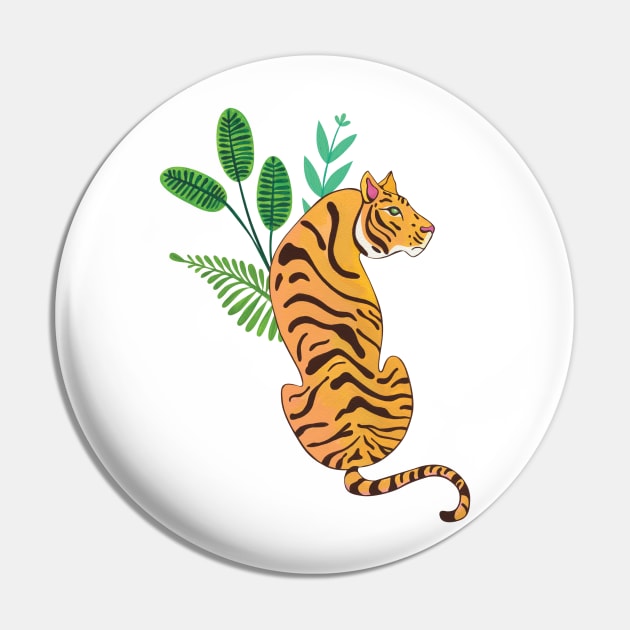 Tiger Stripes and leaves Pin by estudioanzol