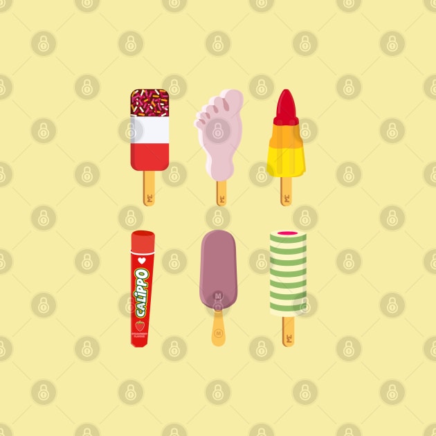 Mix of Ice lollies pastel lemon background by MickeyEdwards