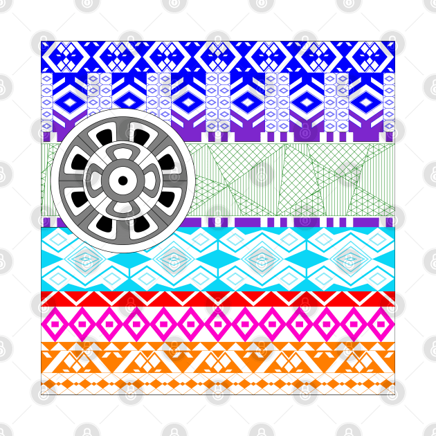 mayan mask pattern in mandala ecopop by jorge_lebeau