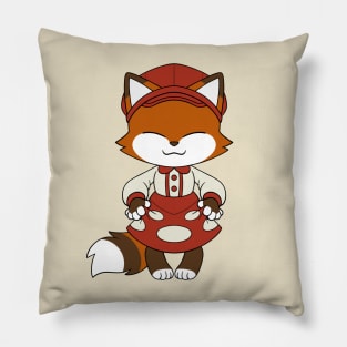 Mushroom Fashion Fox Pillow