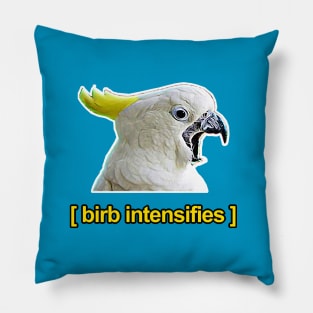 Birb Intensifies - Meme Humor Design Pillow