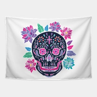Mexican skull with flowers Tapestry