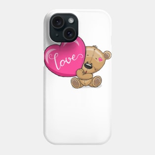 Cute teddy bear with a heart. Phone Case