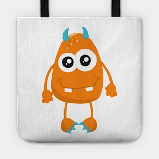 Cute Monster, Orange Monster, Funny Monster, Horns Tote