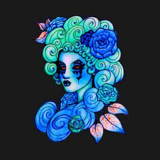 Aqua Blue Curls Lady T-Shirt