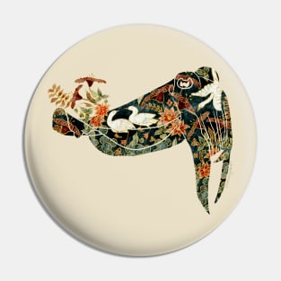 Floral Porcelain Cuttlefish Watercolor Pin