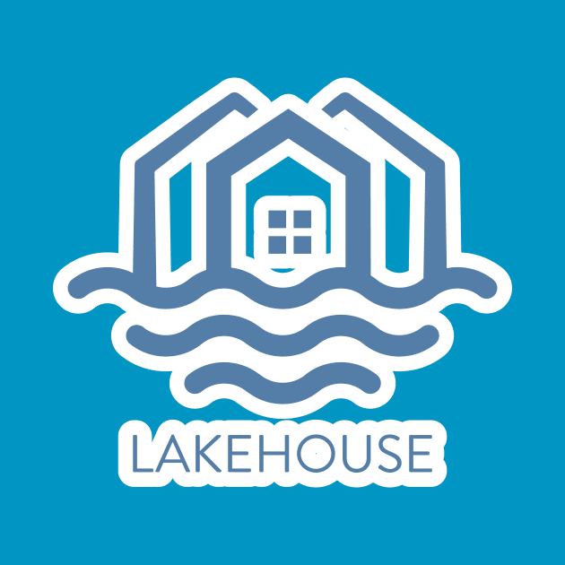 Abstract Wave and House Home Sticker logo design. Creative Modern Beach property sticker design icon. by AlviStudio