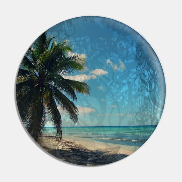 Caribbean Blue digital Artwork Isla Saona Tribute Pin by Christine aka stine1