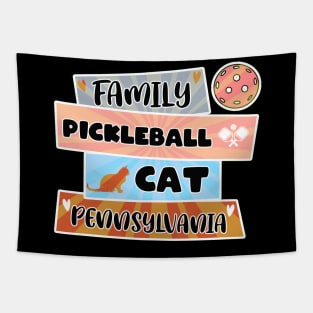 Vintage FAMILY Pickleball Cat PENNSYLVANIA this a special design for Pickleball Cat Lovers Tapestry