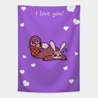 I Love You - Easter Bunny Sloth Tapestry