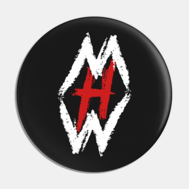 Large White and Red Hidden Wisdom Logo Pin by medderick