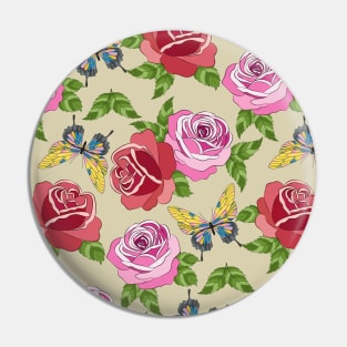 Roses And Butterflies Pattern Pin