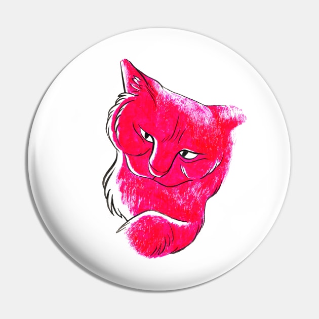 Neon Pink Cat Pin by AlexandraBowmanArt