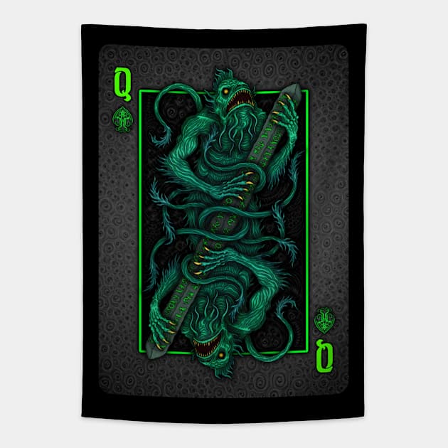 Dagon/Hydra Queen of Spades - Azhmodai 2020 Tapestry by azhmodai