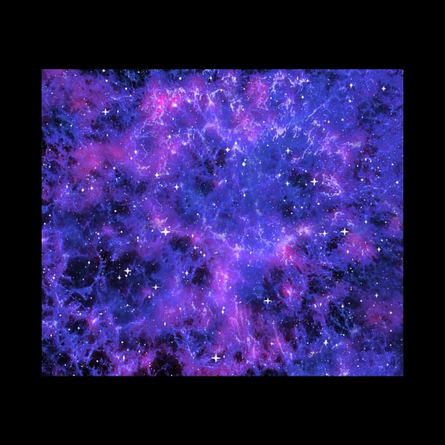 Purple Blue Nebula with Stars Digital Painting by LucentJourneys