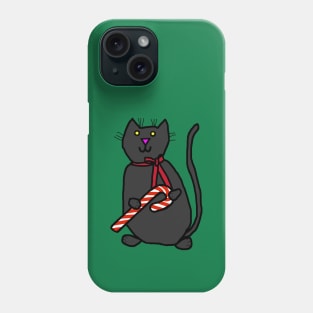 Christmas Kitty Cat With Ribbon and Candy Cane Phone Case