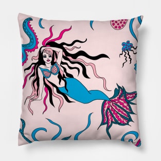 Pink and Blue Mermaid Pillow