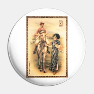 Woman and Jockey Weekend Horse Racing Cigarettes Cigars Tobacco Vintage Advertisement Pin