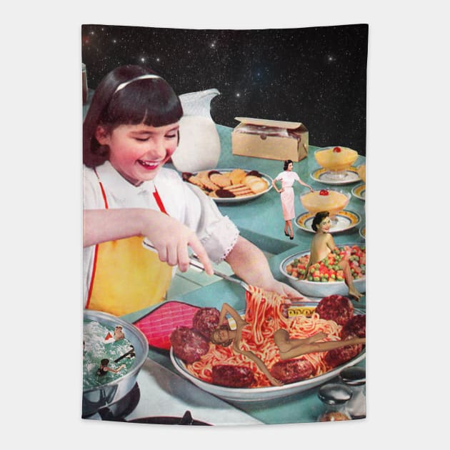 Foodies be Like collage art Tapestry by CollageSoul